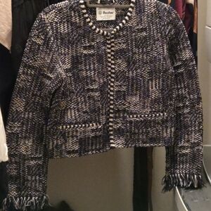 MM Lafleur Navy and White Tweed Blazer